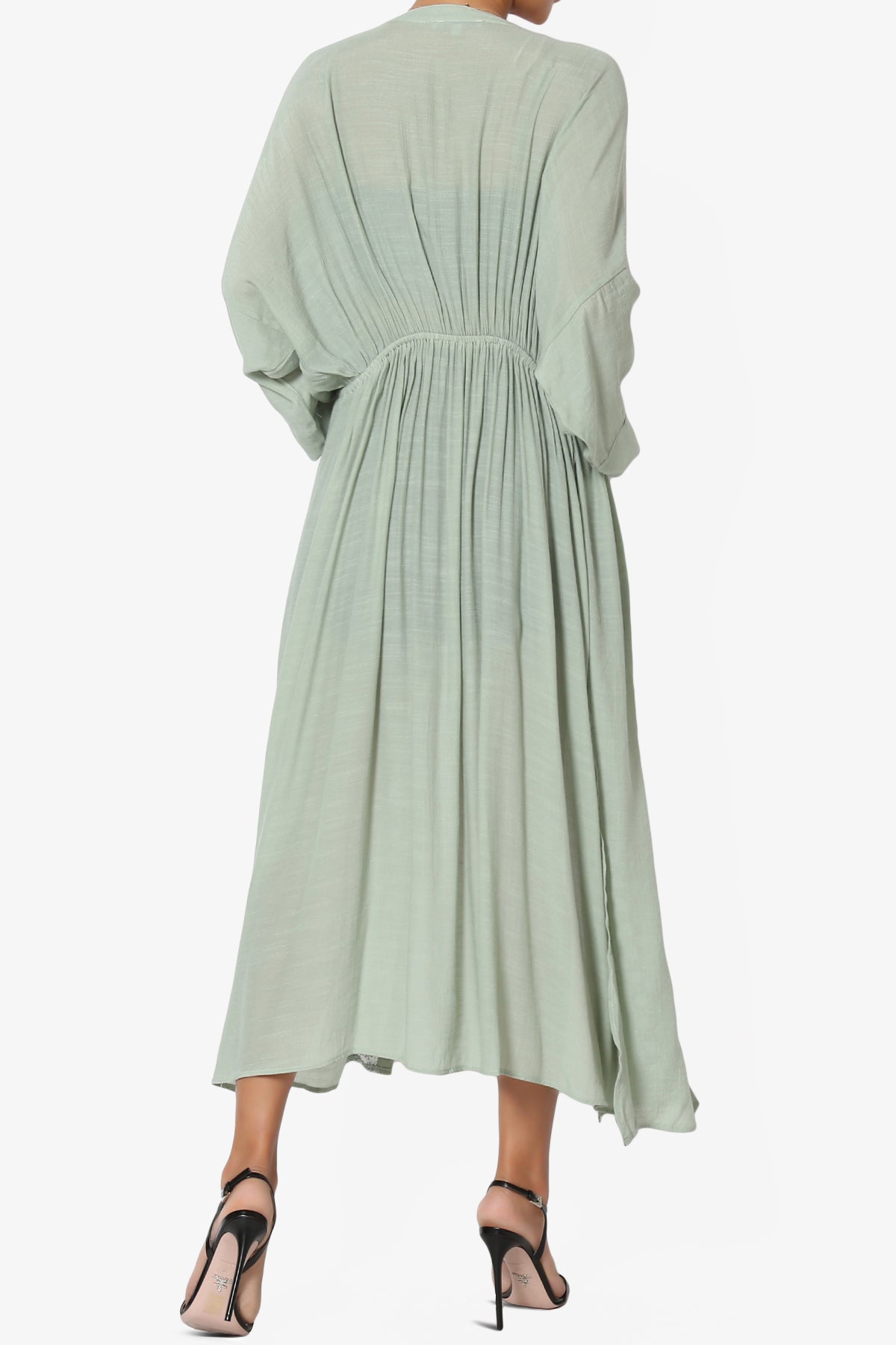 Sunlace Lace Trim High Slit Caftan MOSS_2