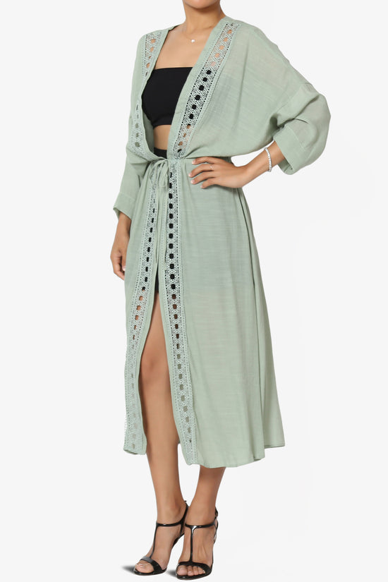 Sunlace Lace Trim High Slit Caftan MOSS_3
