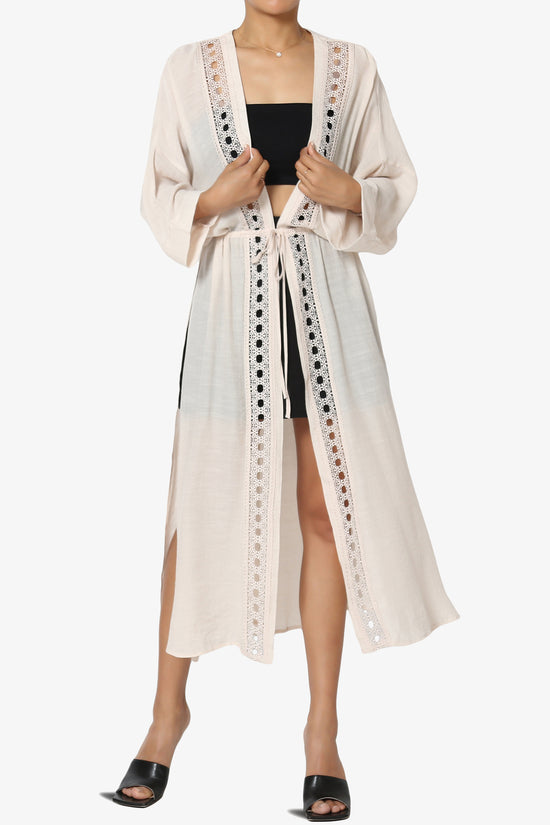 Sunlace Lace Trim High Slit Caftan NATURAL_1