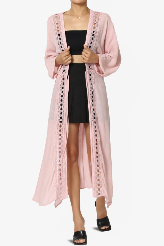Sunlace Lace Trim High Slit Caftan PINK_1