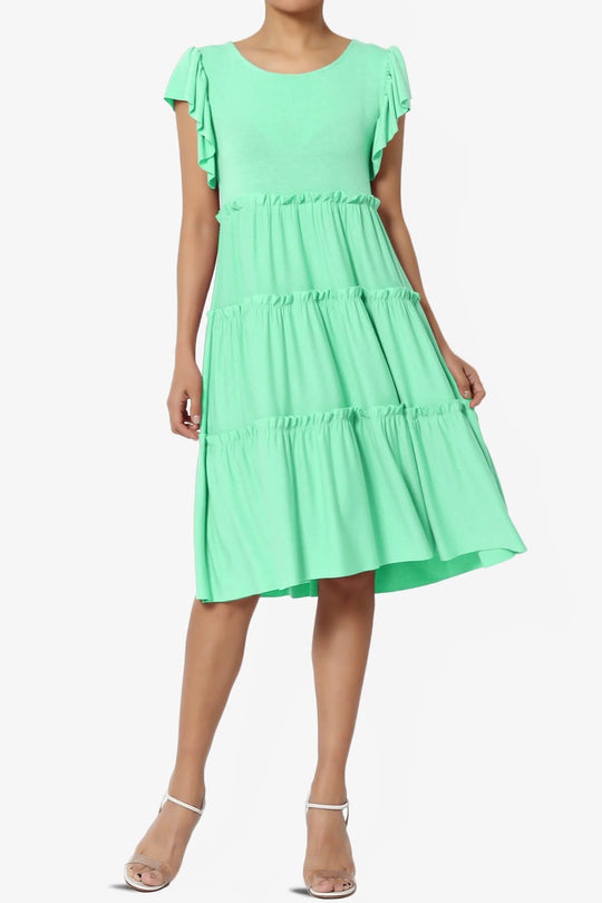 Minka Flutter Sleeve Tiered Ruffle Dress PLUS
