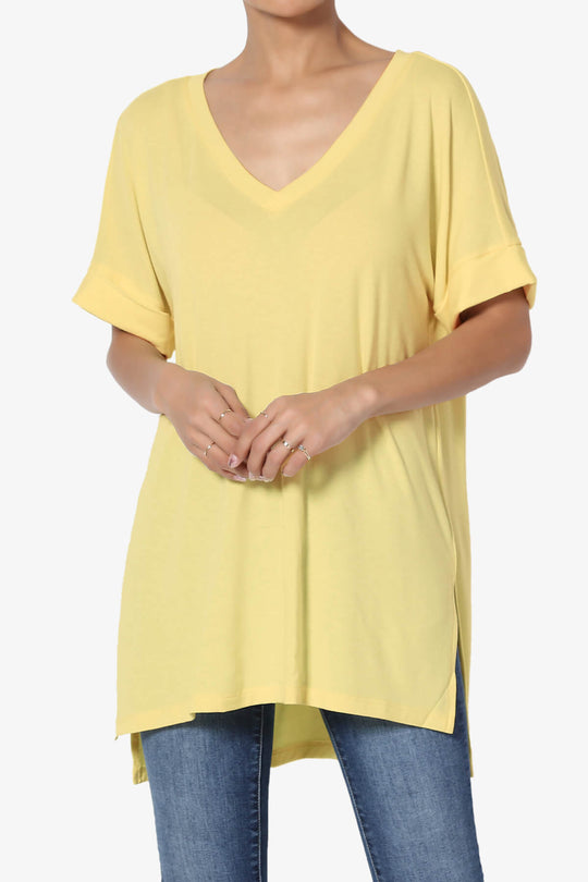 Onella V-Neck Rolled Short Sleeve Top PLUS