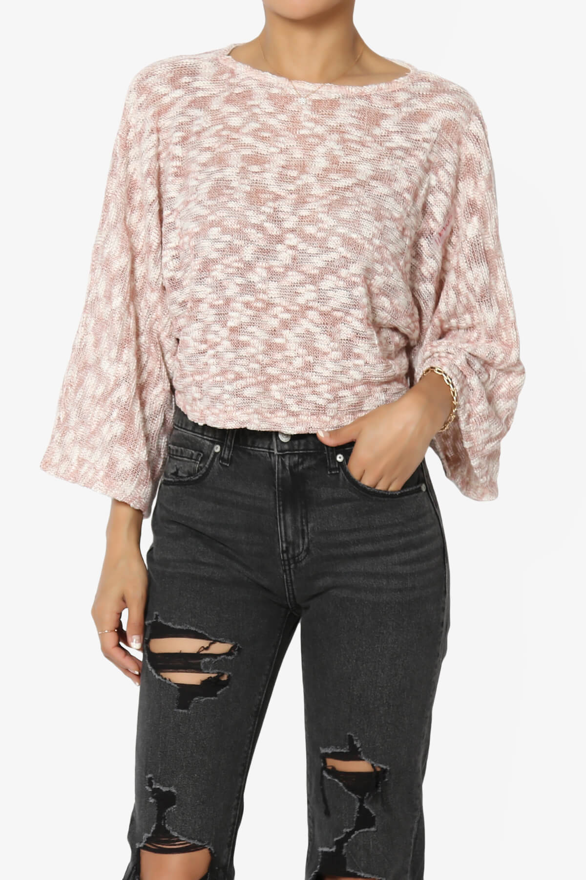 Paige Marled Knit Boxy Crop Top DARK MAUVE_1