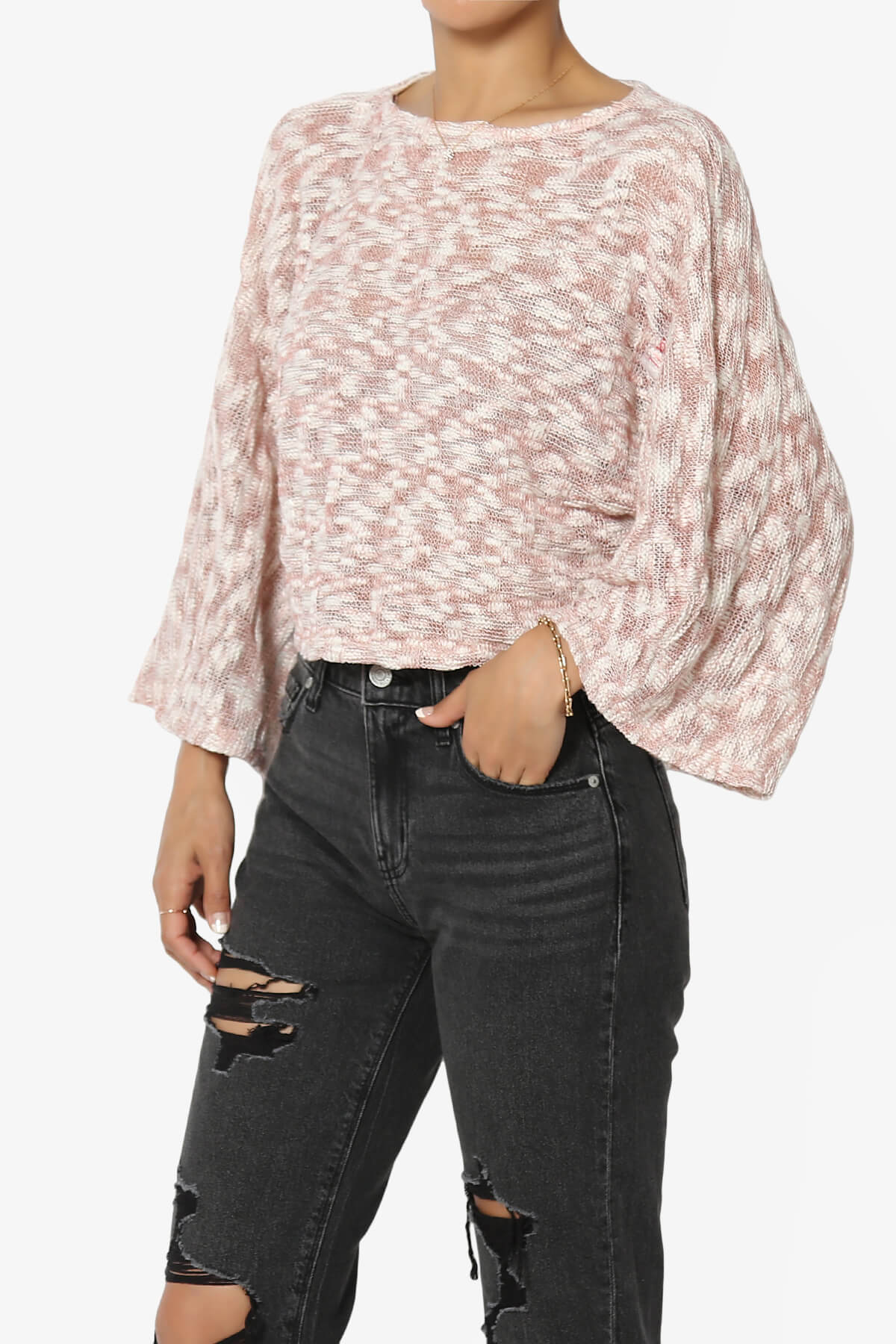 Paige Marled Knit Boxy Crop Top DARK MAUVE_3