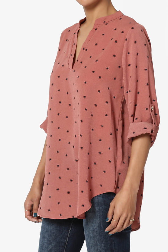 Victoria Snowflake Split Neck Blouse MAUVE_3