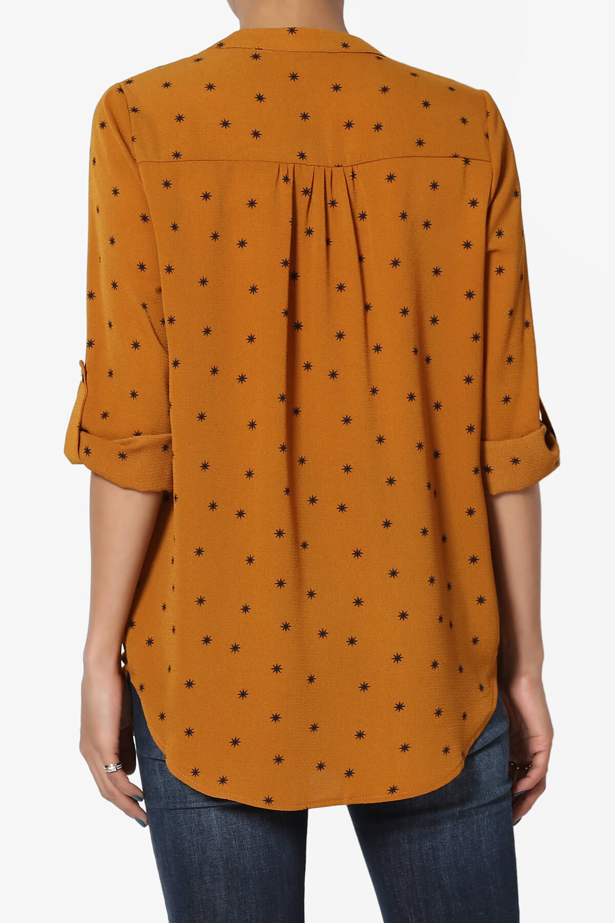 Victoria Snowflake Split Neck Blouse MUSTARD_2
