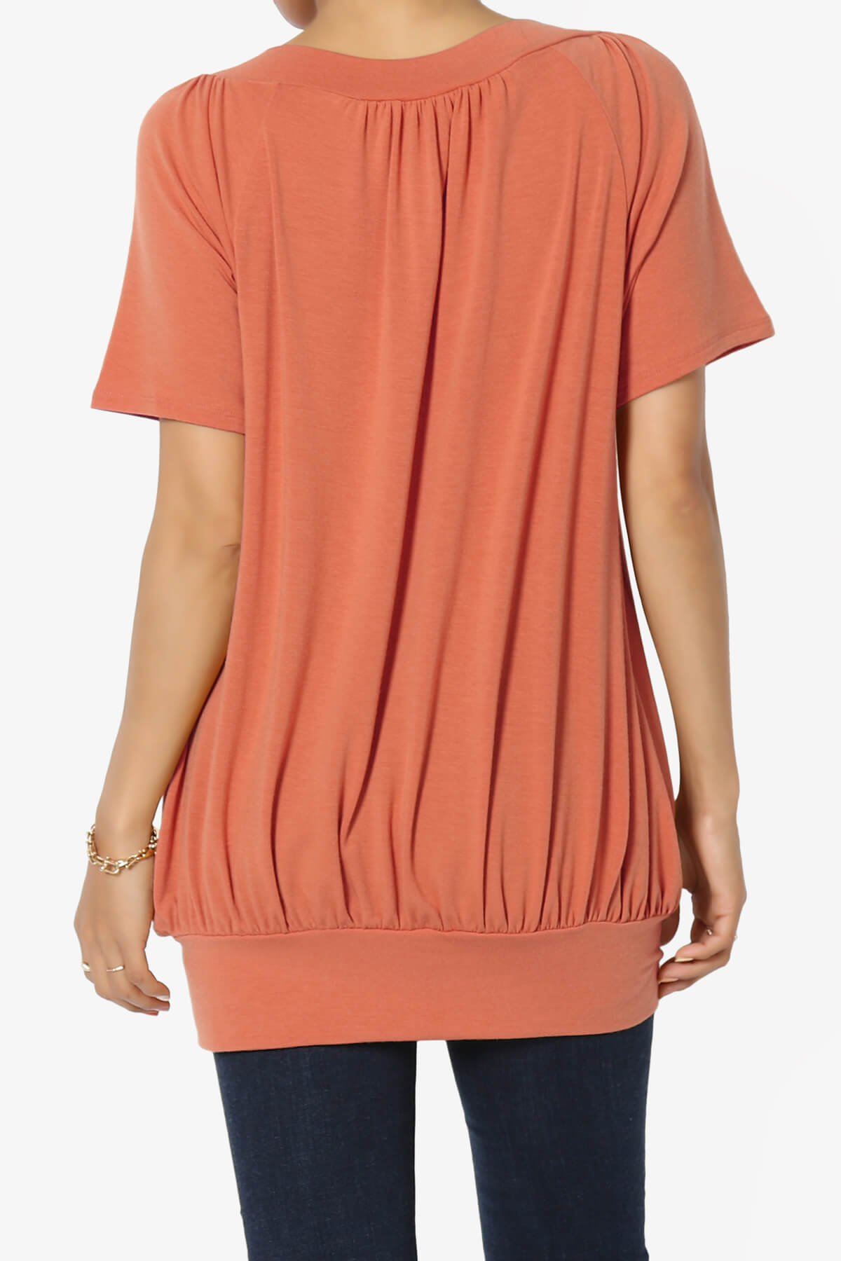 Rezume Shirred V-Neck Blouson Top ASH COPPER_2