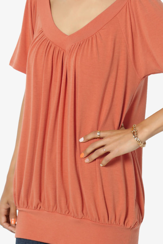 Rezume Shirred V-Neck Blouson Top ASH COPPER_5