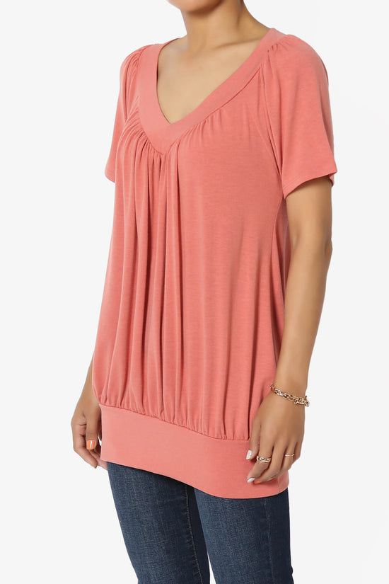 Rezume Shirred V-Neck Blouson Top ASH ROSE_3