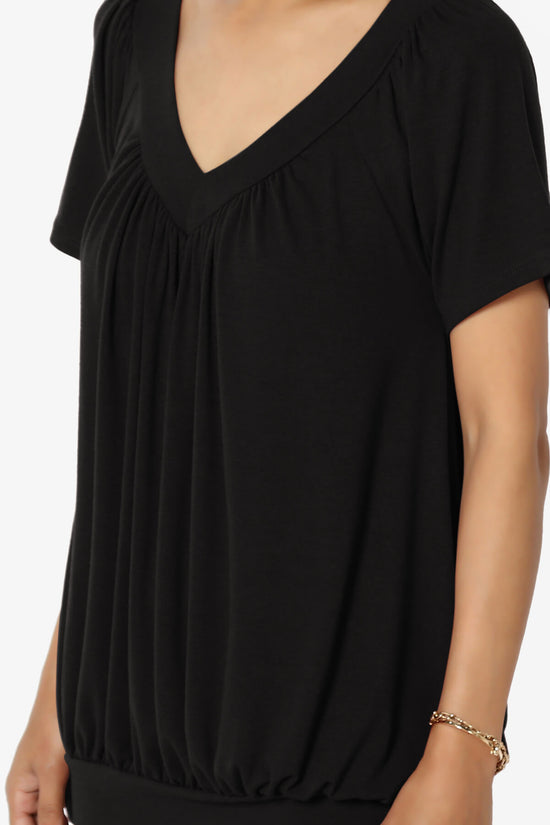Rezume Shirred V-Neck Blouson Top BLACK_5
