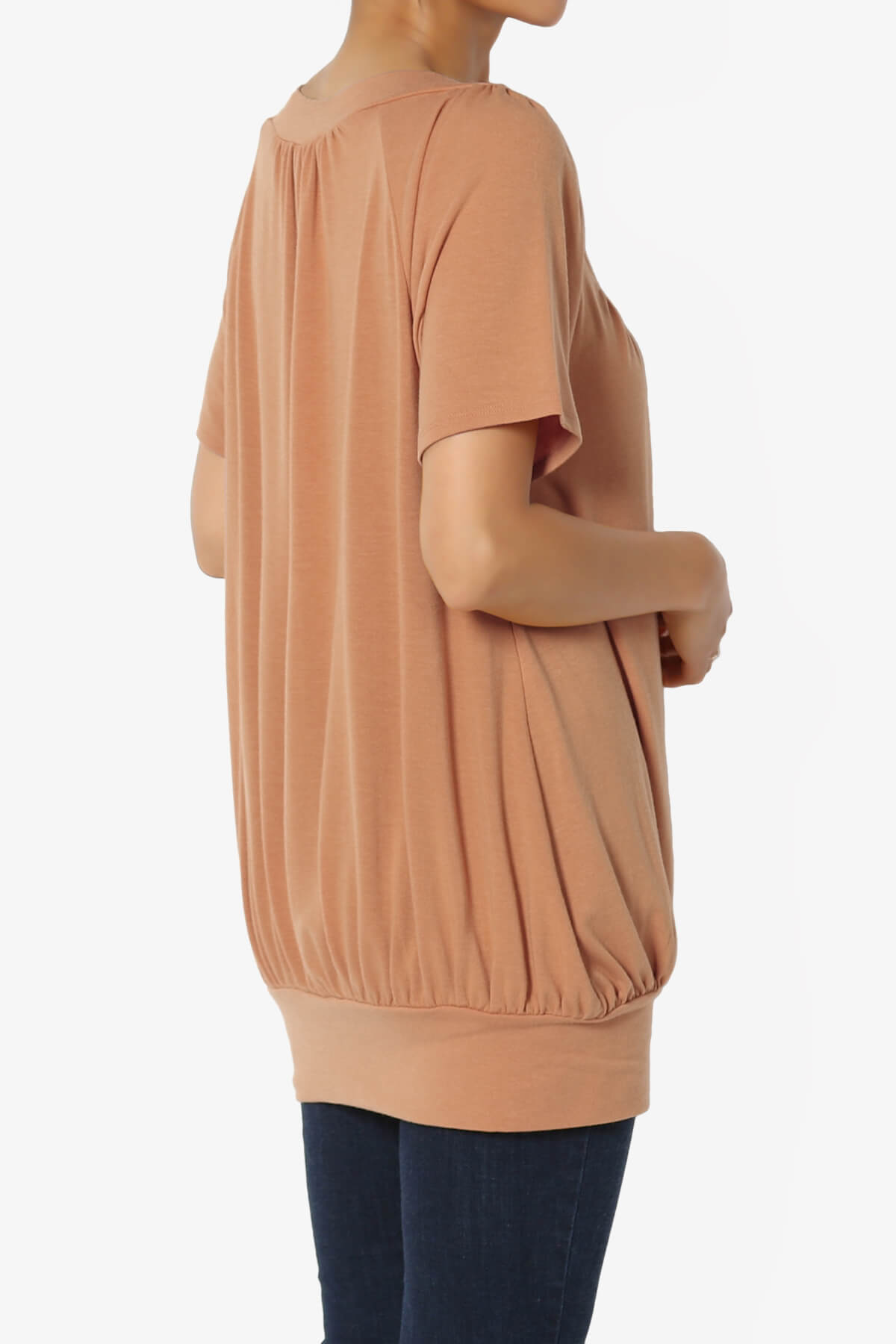 Rezume Shirred V-Neck Blouson Top BUTTER ORANGE_4