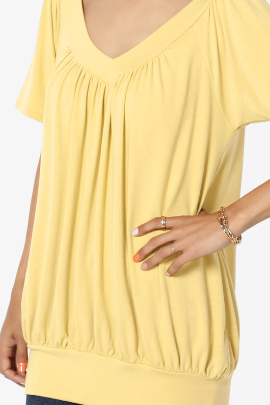 Rezume Shirred V-Neck Blouson Top DUSTY BANANA_5