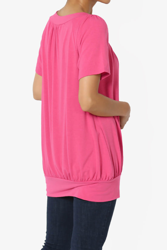 Rezume Shirred V-Neck Blouson Top FUCHSIA_4