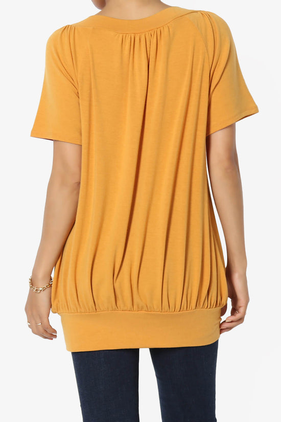 Rezume Shirred V-Neck Blouson Top GOLDEN MUSTARD_2