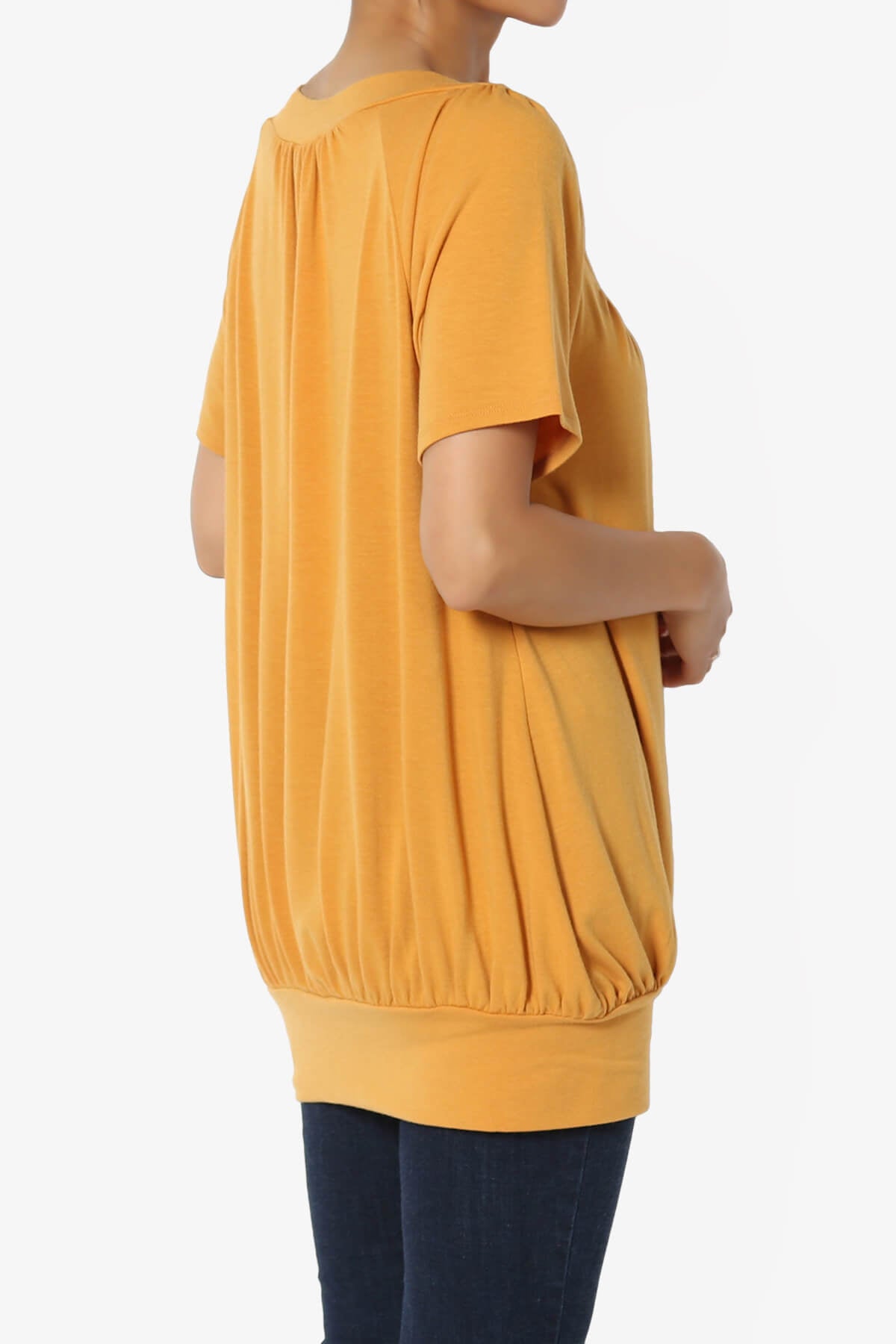 Rezume Shirred V-Neck Blouson Top GOLDEN MUSTARD_4