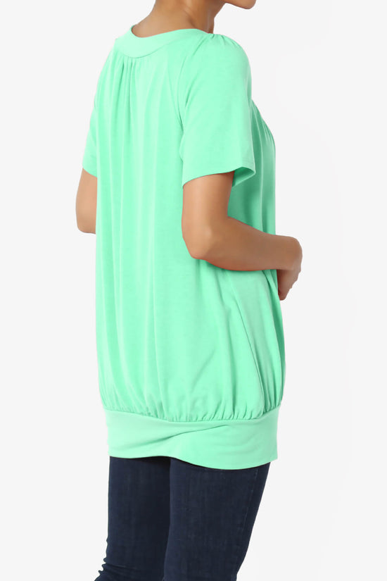 Rezume Shirred V-Neck Blouson Top GREEN MINT_4