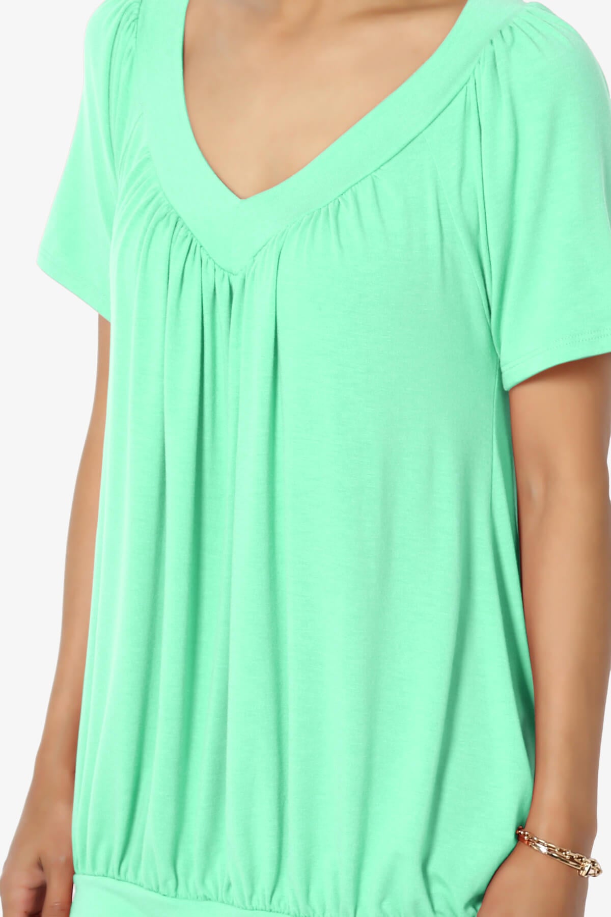 Rezume Shirred V-Neck Blouson Top GREEN MINT_5