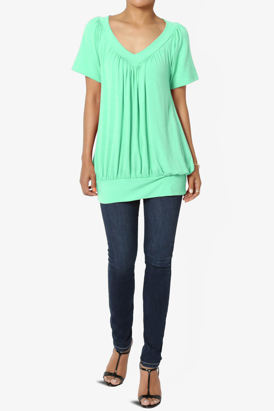Rezume Shirred V-Neck Blouson Top GREEN MINT_6