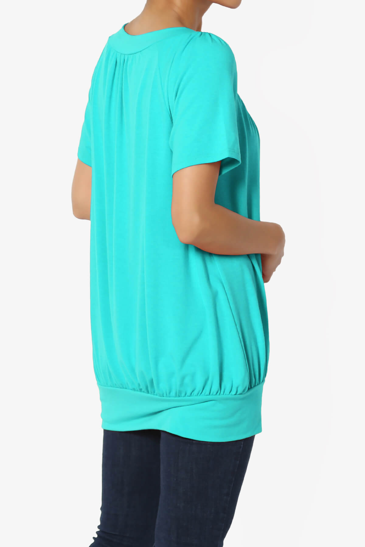 Rezume Shirred V-Neck Blouson Top ICE BLUE_4