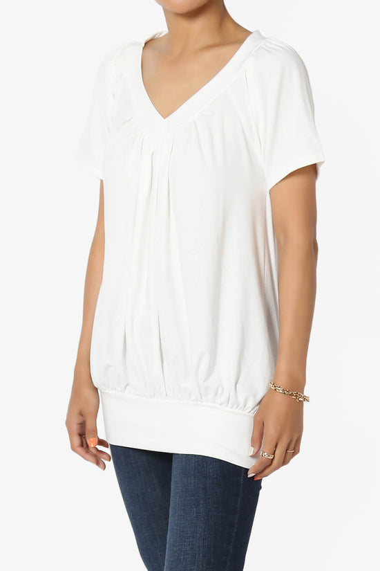 Rezume Shirred V-Neck Blouson Top IVORY_3
