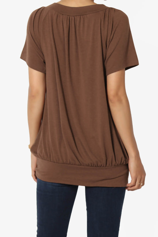 Rezume Shirred V-Neck Blouson Top LIGHT BROWN_2