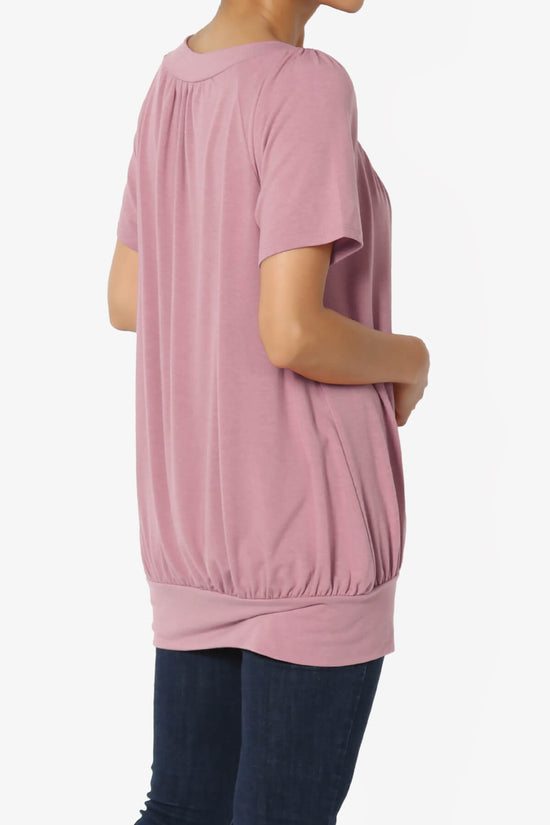 Rezume Shirred V-Neck Blouson Top LIGHT ROSE_4