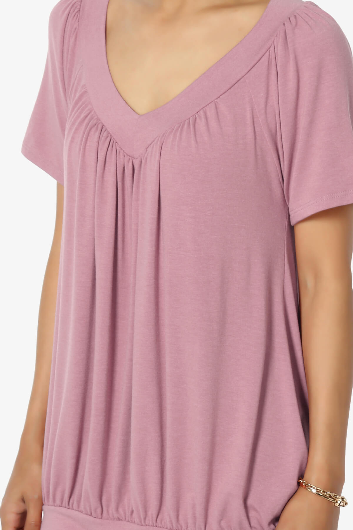 Rezume Shirred V-Neck Blouson Top LIGHT ROSE_5