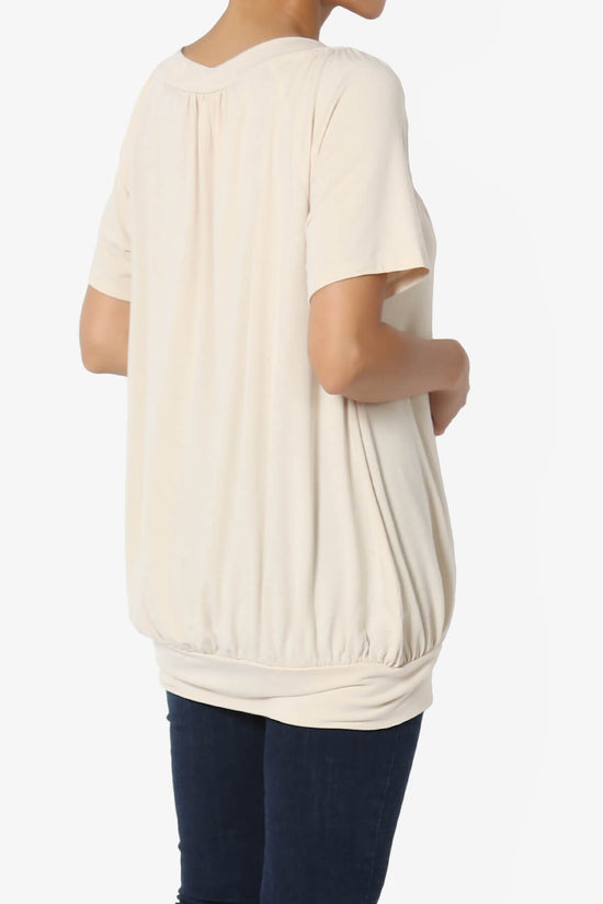 Rezume Shirred V-Neck Blouson Top TAUPE_4