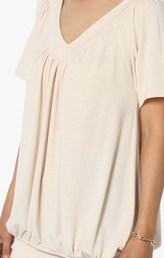 Rezume Shirred V-Neck Blouson Top TAUPE_5