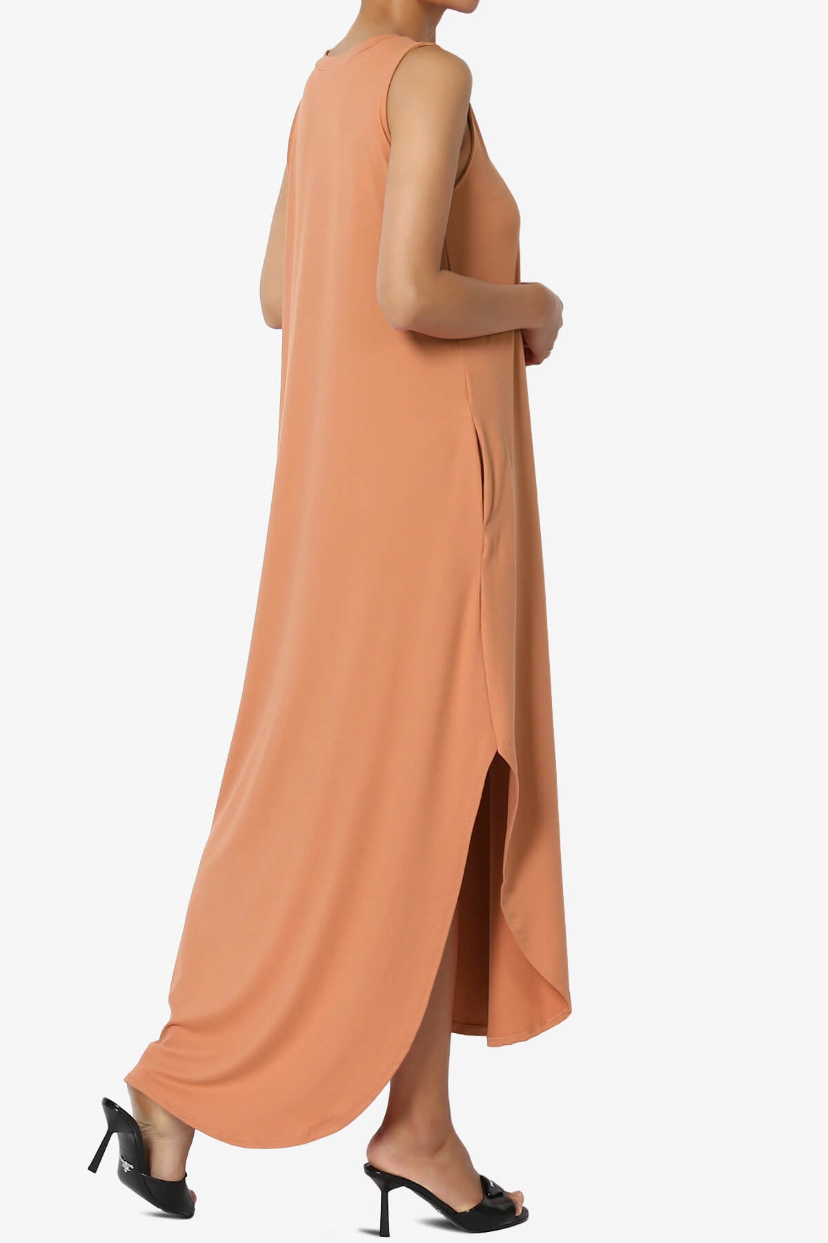 Rozlyn Sleeveless Slit Maxi Dress BUTTER ORANGE_4