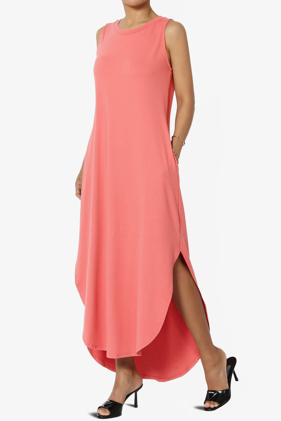 Rozlyn Sleeveless Slit Maxi Dress CORAL_3