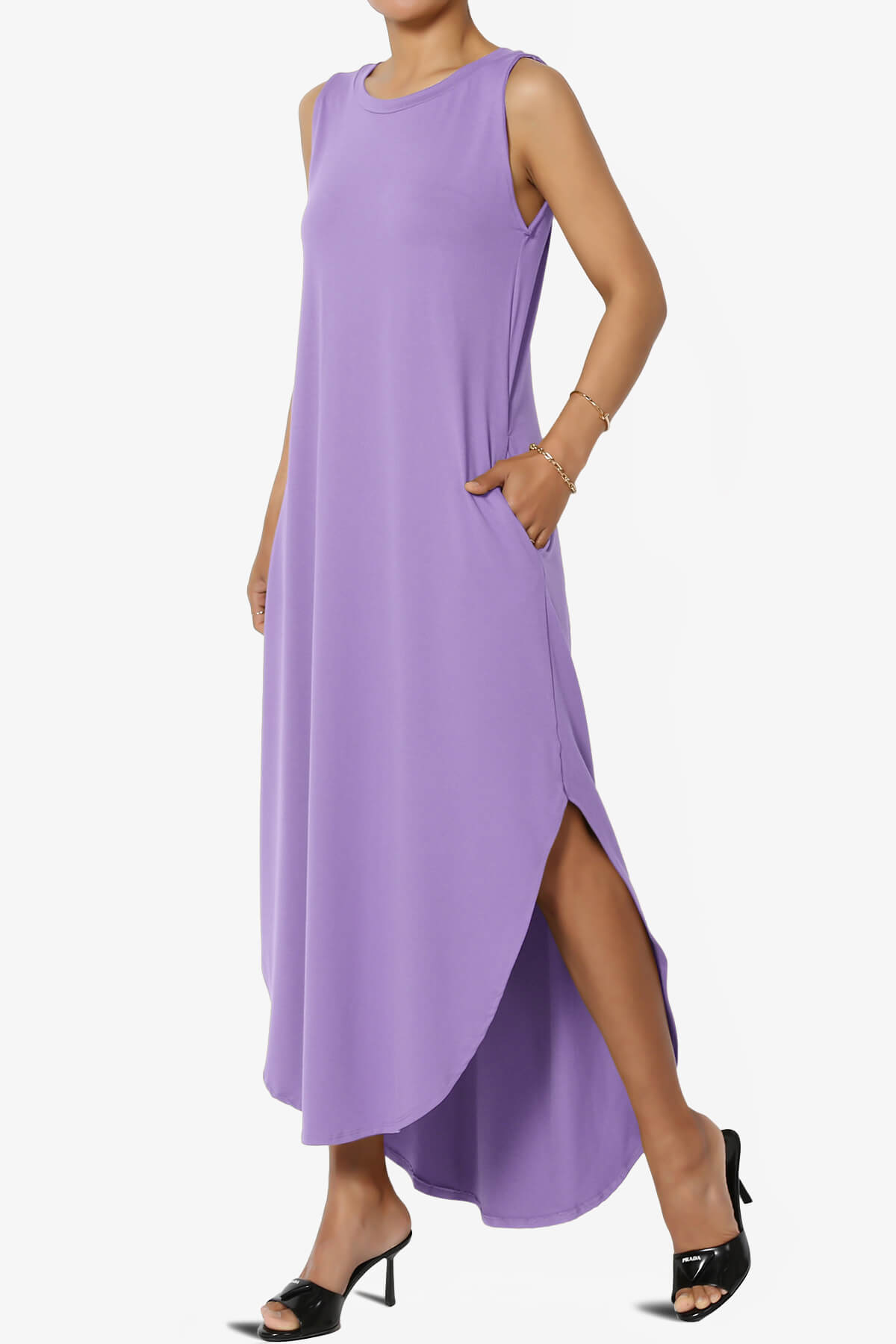Rozlyn Sleeveless Slit Maxi Dress LAVENDER_3