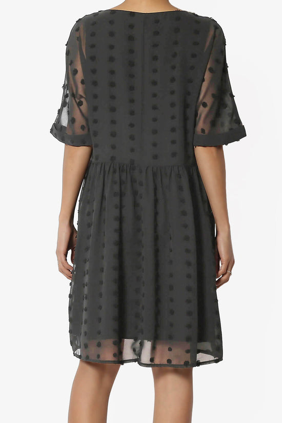 Sandra Swiss Dot Short Sleeve Babydoll Dress ASH GREY_2