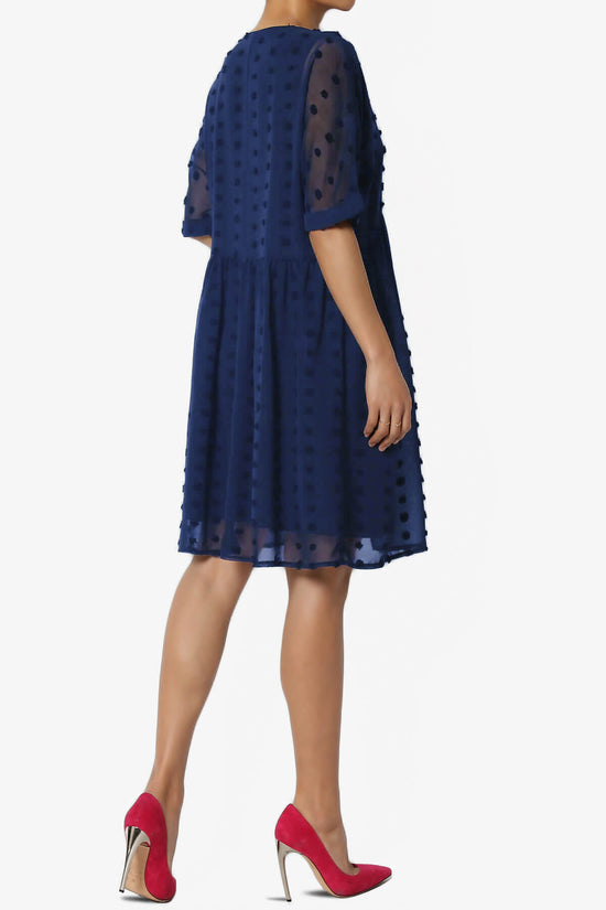 Sandra Swiss Dot Short Sleeve Babydoll Dress LIGHT NAVY_4