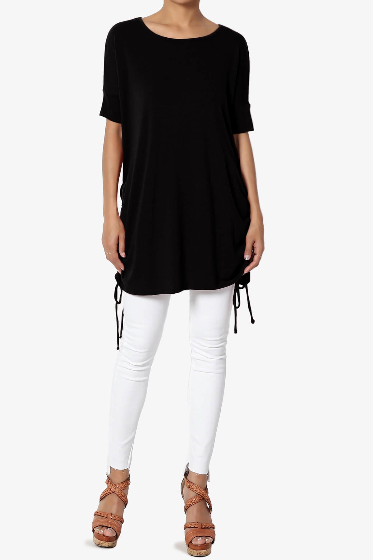 Selenna Jersey Ruched Top BLACK_6