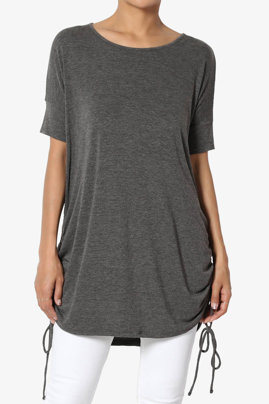 Selenna Jersey Ruched Top CHARCOAL_1