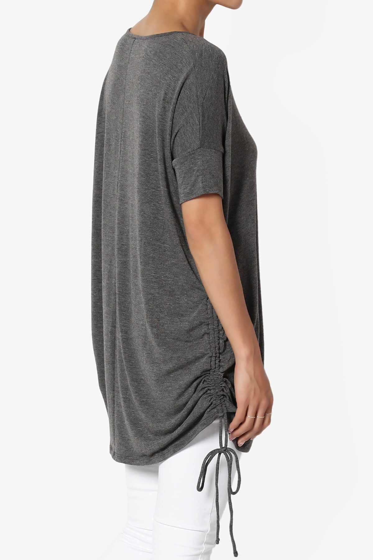 Selenna Jersey Ruched Top CHARCOAL_4