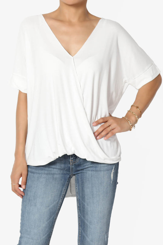 Tackle Wrap Hi-Low Crepe Knit Top PLUS