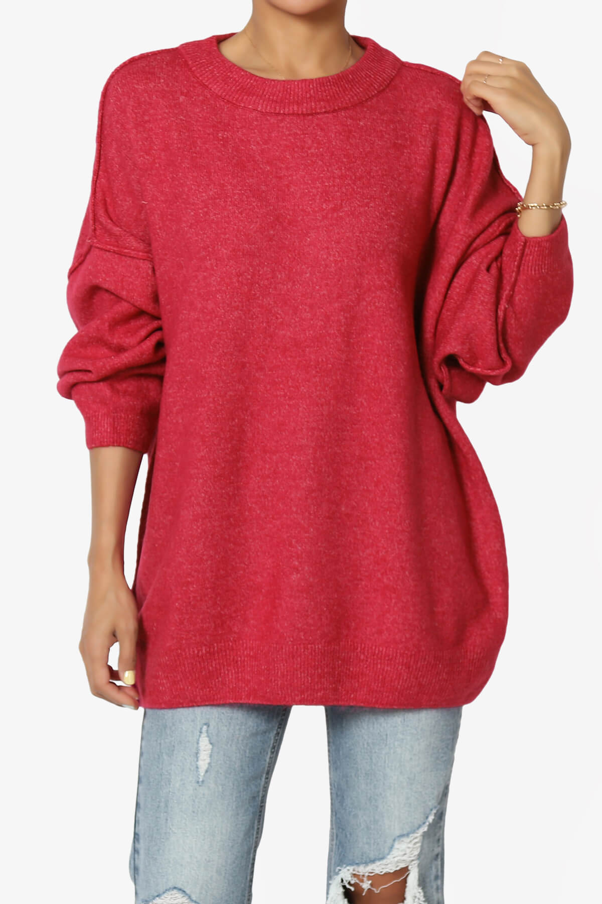 Troopa Oversized Melange Sweater BURGUNDY_1