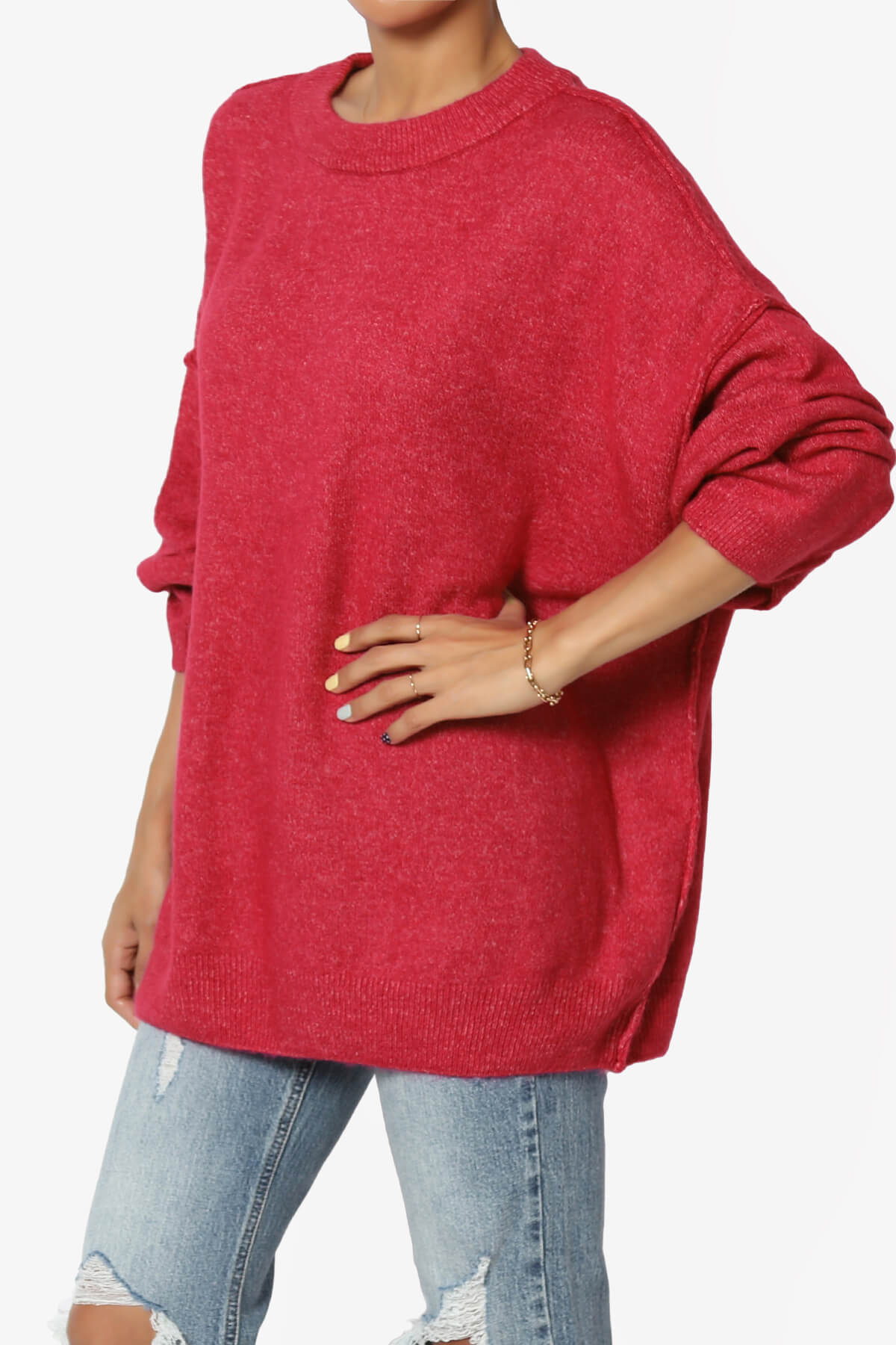 Troopa Oversized Melange Sweater BURGUNDY_3
