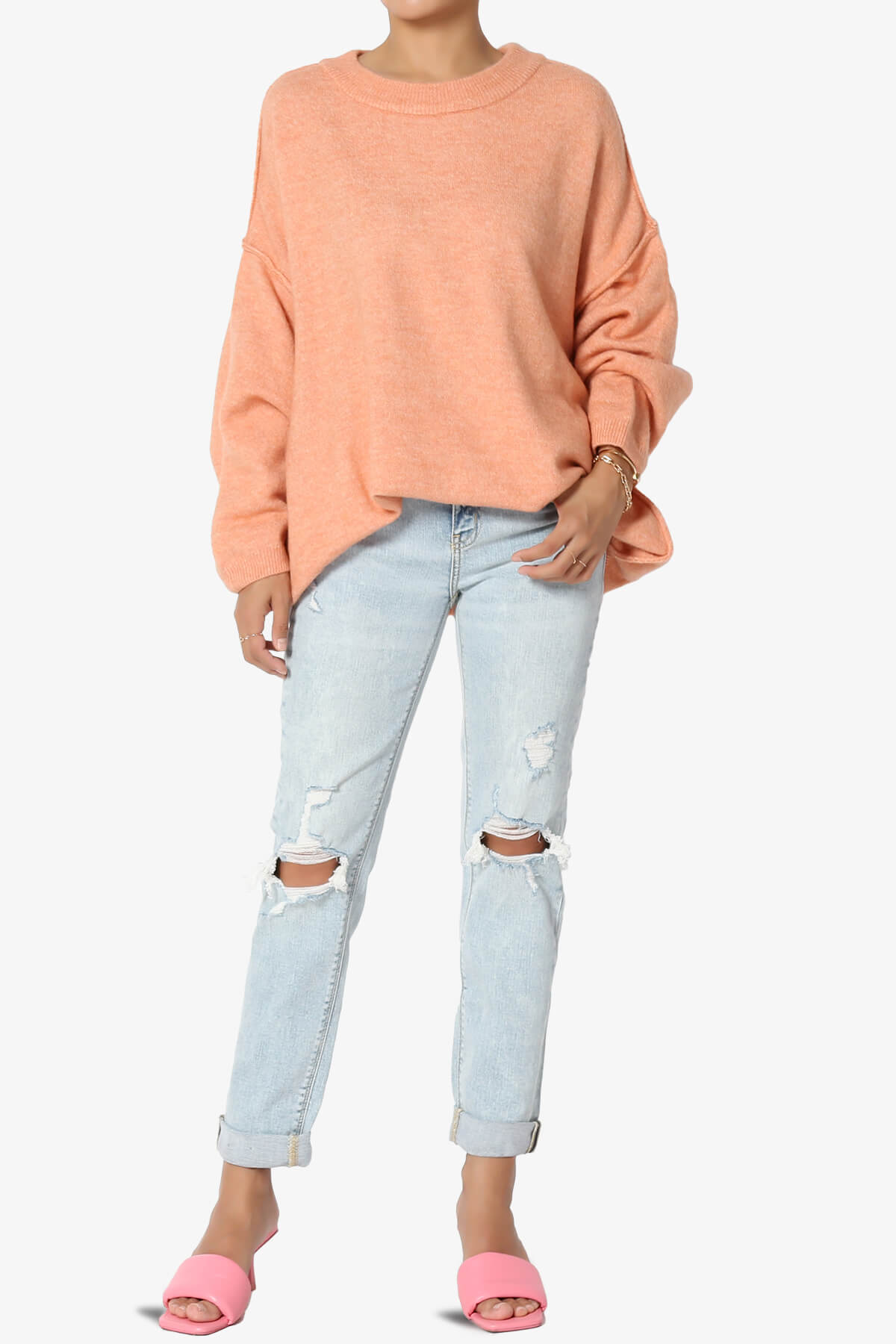 Troopa Oversized Melange Sweater CORAL_6