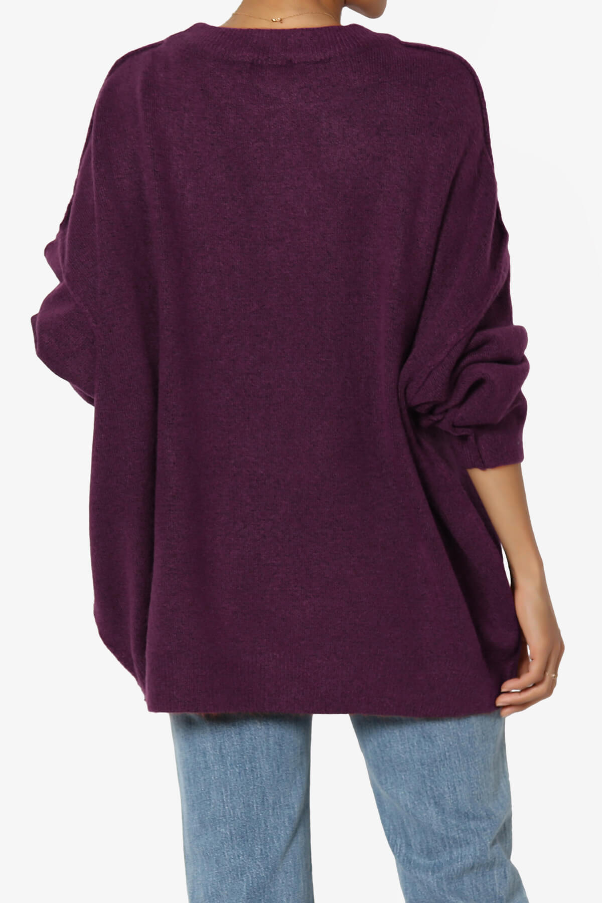 Troopa Oversized Melange Sweater DARK PLUM_2