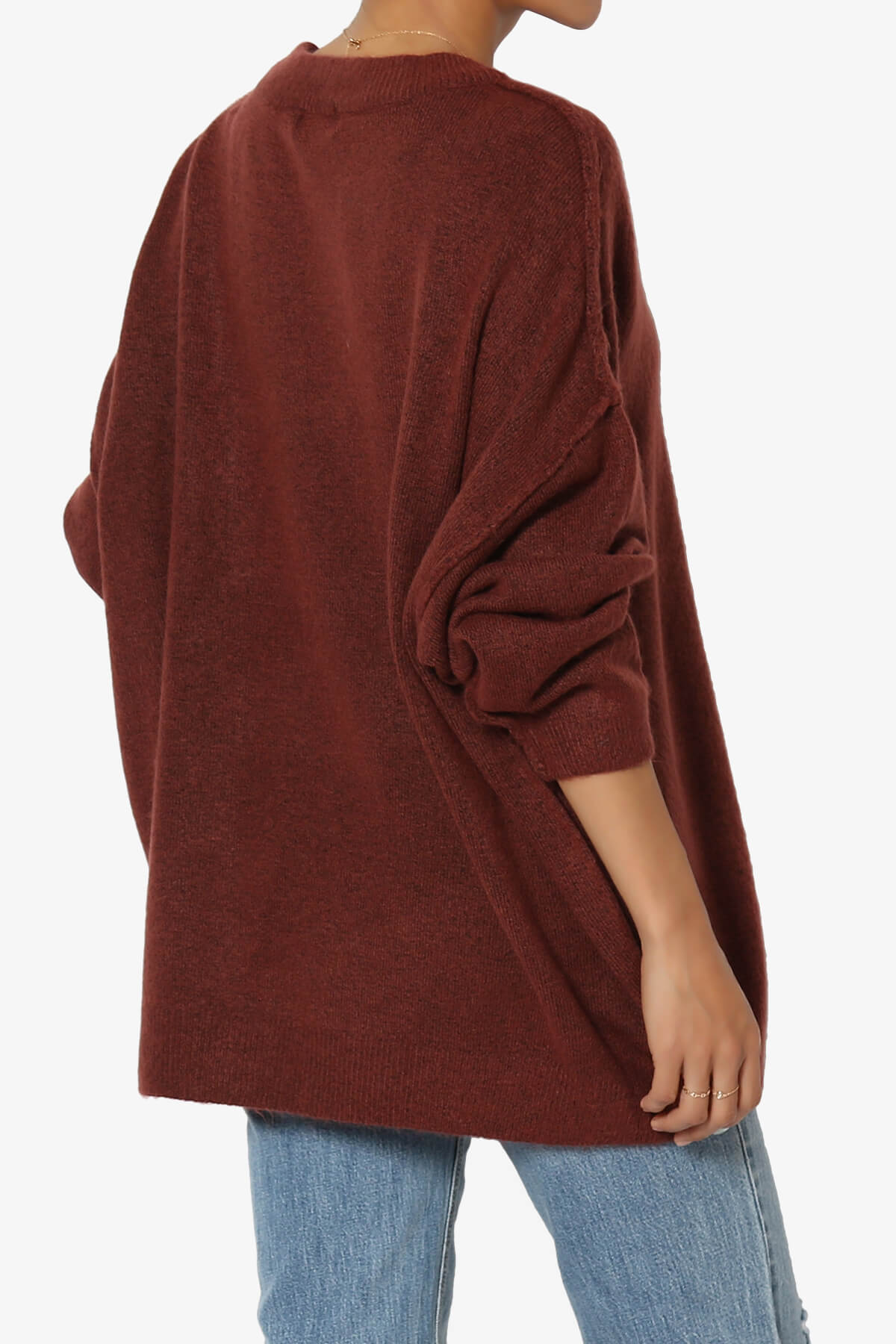 Troopa Oversized Melange Sweater DARK RUST_4