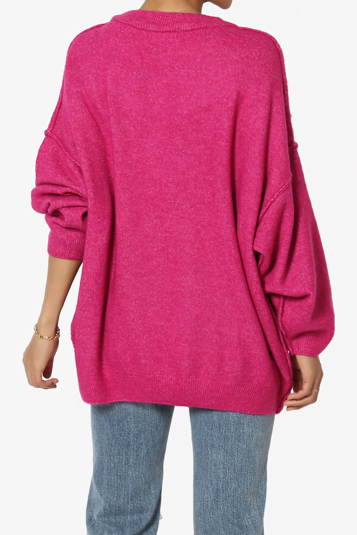 Troopa Oversized Melange Sweater MAGENTA_2