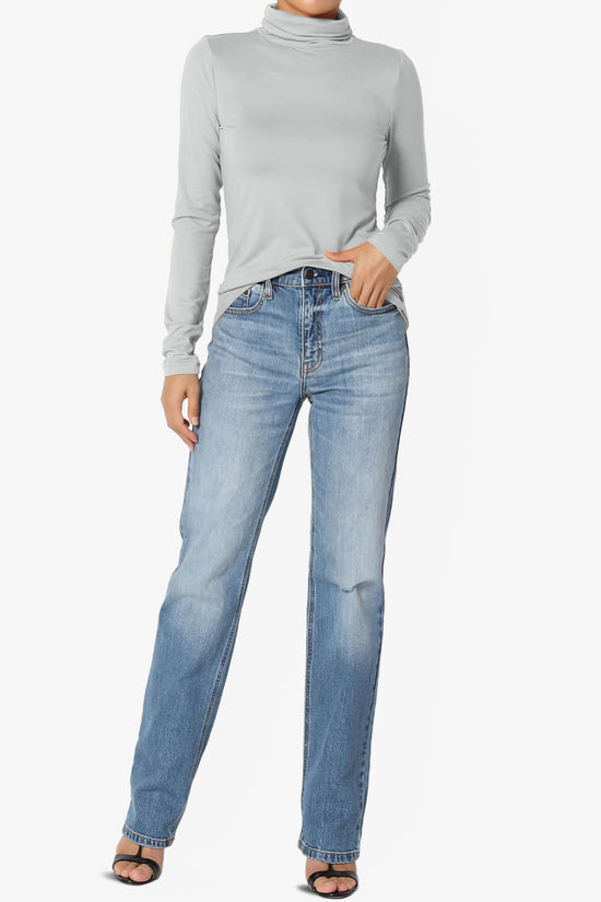 Viable Ruched Turtle Neck Long Sleeve Top LIGHT GREY_6