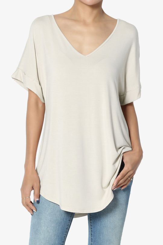 Tracey Wide V-Neck Jersey Top PLUS