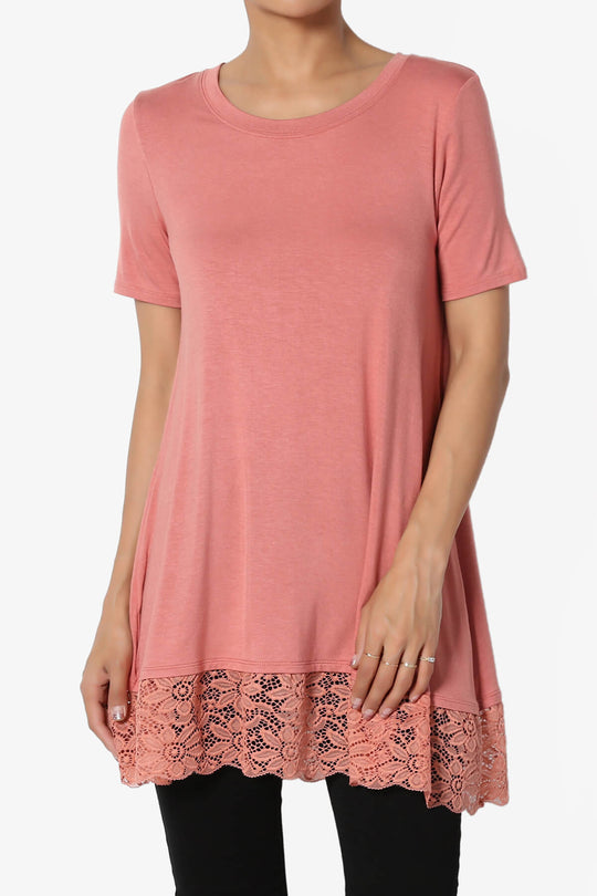Nason Short Sleeve Lace Hem Tunic Top