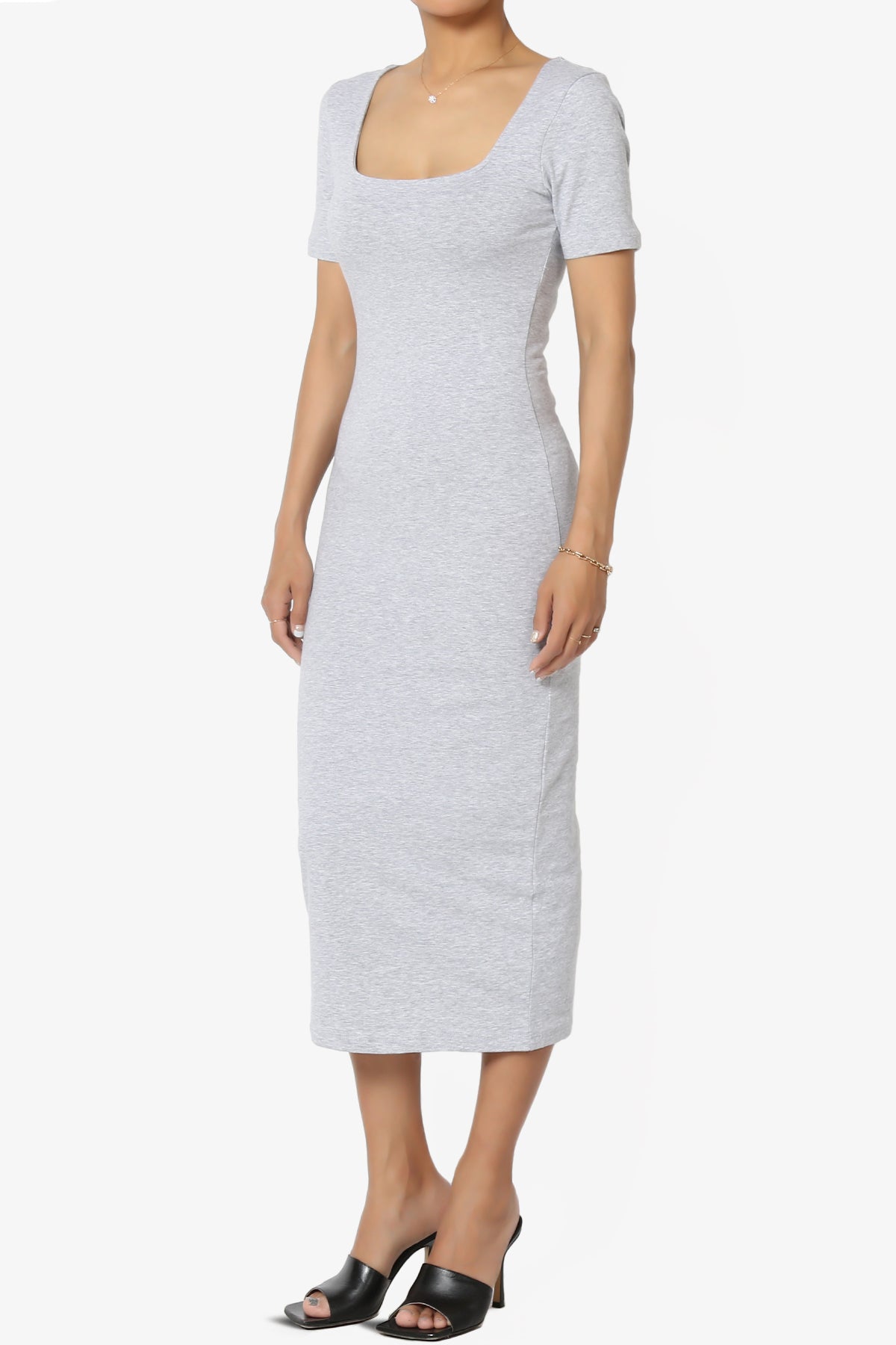 Fontella Short Sleeve Square Neck Bodycon Dress