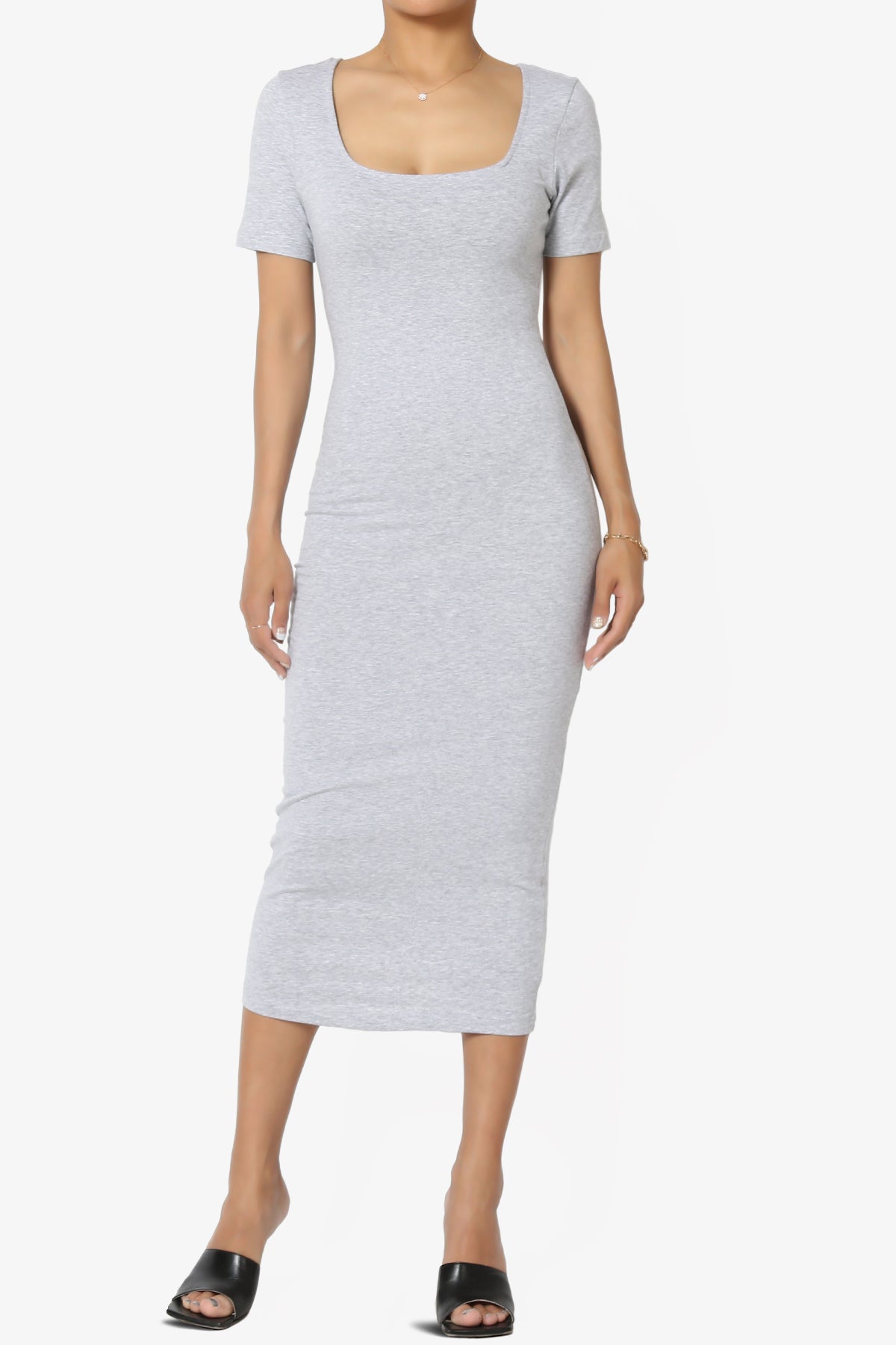 Fontella Short Sleeve Square Neck Bodycon Dress