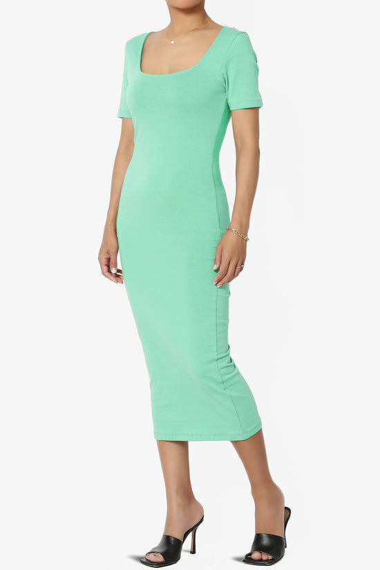 Fontella Short Sleeve Square Neck Bodycon Dress MINT_3